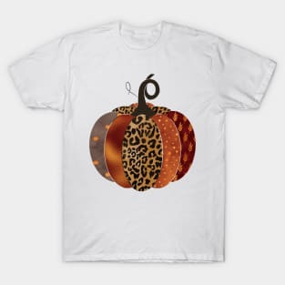 Trendy Leopard Print Autumn Halloween Pumpkin T-Shirt